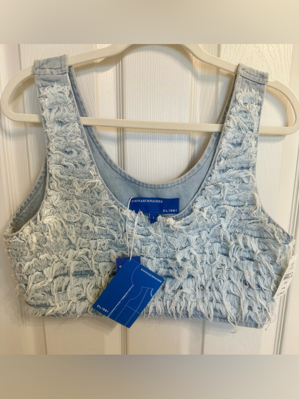 KseniaSchnaider + DL1961 Tank Top in Denim Fur Size L $249 - Picture 4 of 6